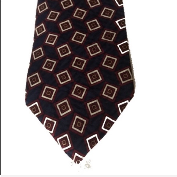 CHRISTIAN DIOR Tie Navy w/Burgundy & Cream… - Picture 4 of 10